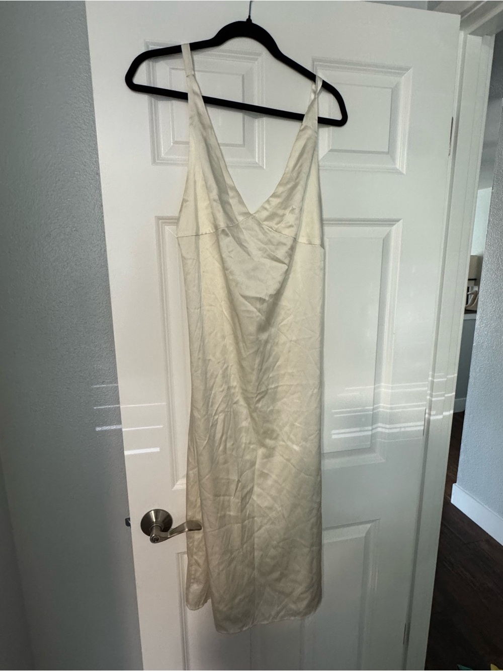 Ivory Slip Dress - Elegant V-Neck Satin Dress